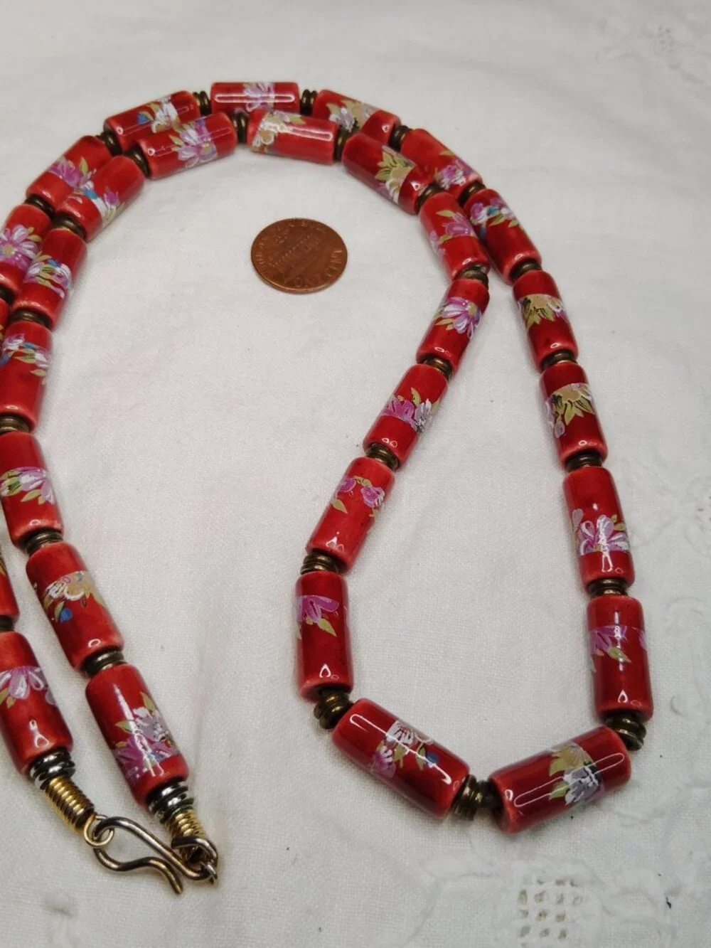 Vintage Japanese Tensha Floral Bead Necklace – 1950s‑60s, 29